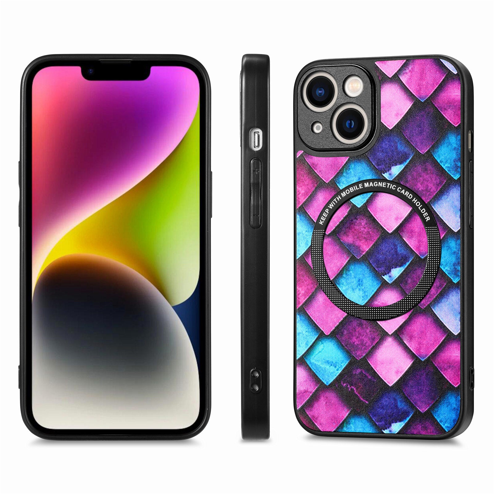 P1 For iPhone 13 Magnetic Case Pattern Printing Leather+TPU+PC Phone Cover P1 For iPhone 13 Magnetic Case Pattern Printing Leather+TPU+PC Phone Cover